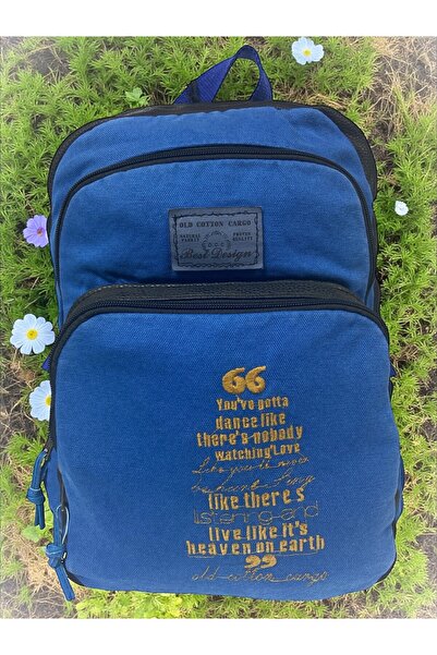 Old Cotton Quality Vintage Casual Printed Design Daily Travel School Backpack...