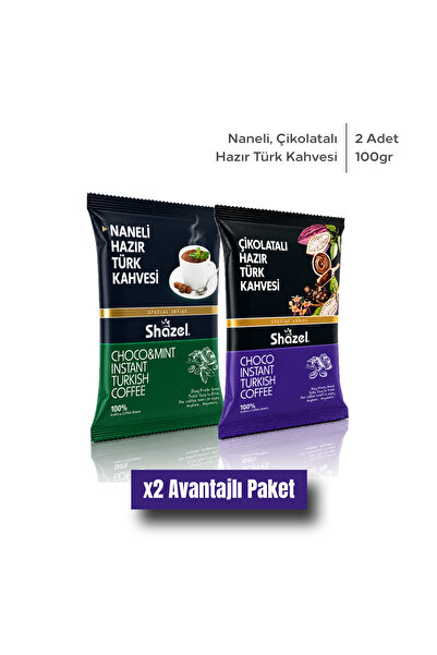 Shazel Naneli Ve Çikolatalı Hazır Türk Kahvesi | 100 gr | 2'li Paket