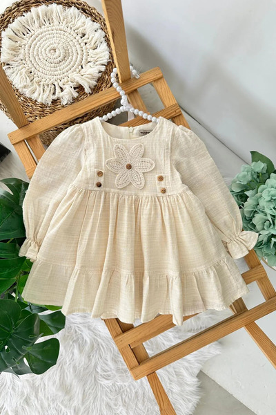 Minigimin Cicileri My Little One (9-24 Months) Baby Girl Cotton Dress with Fl...