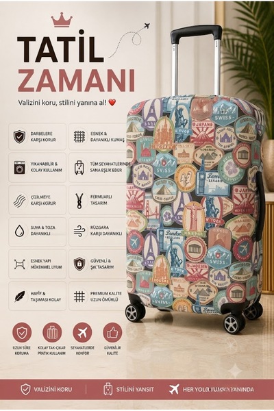 Trendglobal Valiz Bavul Koruyucu Kılfı Honolulu Desen ORTA BOY 👉 "Çizilme Ön...