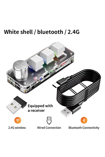 Choice GGBEE White bluetooth 2.4G 2.4G Bluetooth 3 Keys 1 Knob Customize Keyb...