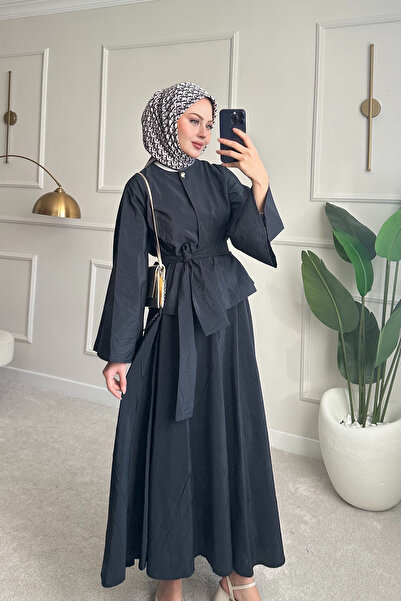 Nsade Crinkle Textured Spanish Sleeve Blouse Elastic Waist Long Skirt Hijab S...