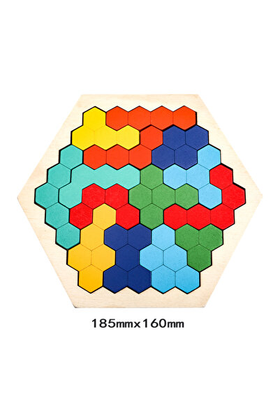 Choice NB17C2-Large Wooden Hexagon Puzzle for Kid Shape Pattern Block Tangram...