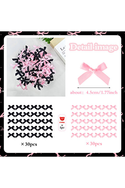 Choice Other Black Pink 60pcs Small Ribbon Bow for DIY Flower Crafts, Party D...