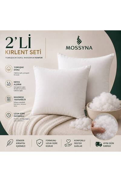 Mossyna 2'li Ultra Dolgun Kırlent İç Yastık Boncuk Silikon Farklı Ebatlar Seç...