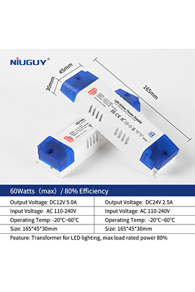 Choice DC 12V 60W LED Lighting Transformer 100W 80W 60W 36W 24W 12W Drive Pow...