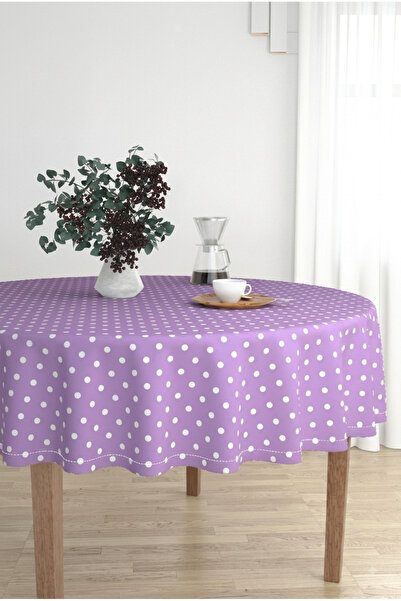 Rona Home Decorative Polka Dot Round Tablecloth Liquid-Proof Lilac Polka Dot ...