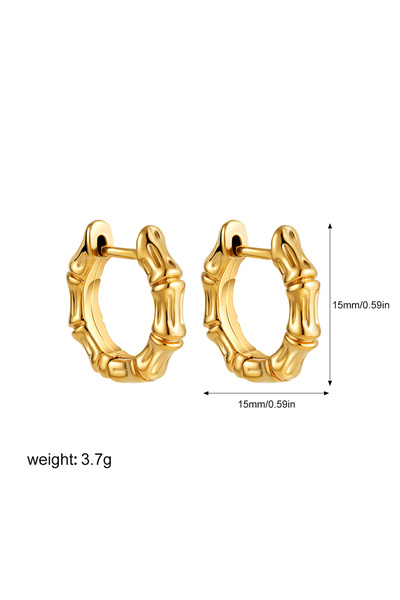 Choice T130-2 Punk Gold Color Bamboo Chunky Round Hoop Earrings for Women Geo...