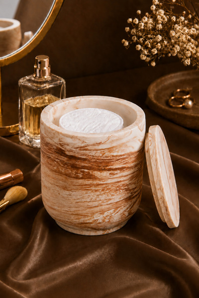 betonmall Marble Patterned Concrete Cotton Box with Lid Decorative Box
