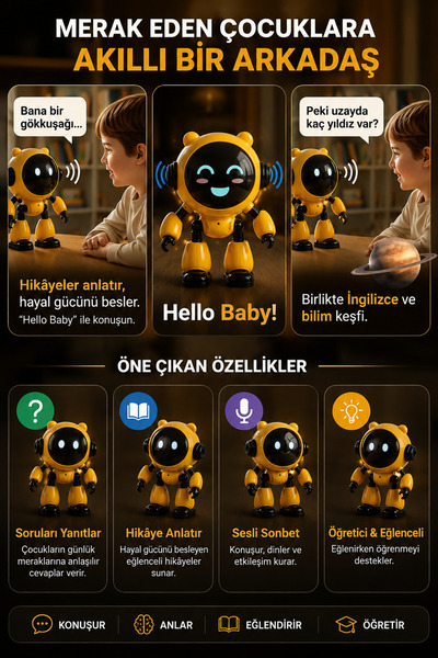MOBEE Eğitici ve Öğretici İnteraktif Yapay Zeka Robot Oyuncak AI Robot Oyuncak 40 Dil Sohbet Et Şarjlı