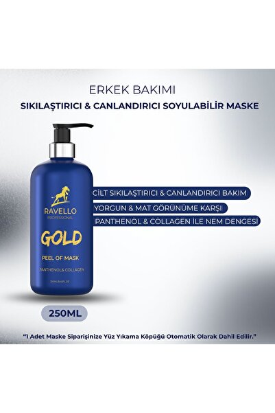 RAVELLO Professional Men's Gold Peel-Off Face Mask 250 ml – Collagen & Firmin...