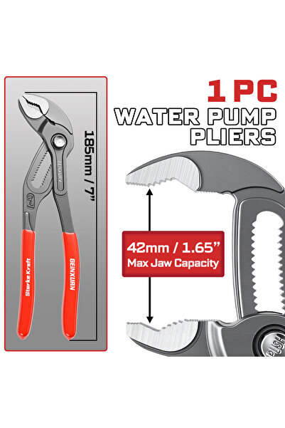 Choice1 1PC Geinxurn Heavy Duty 7-Inch Water Pump Pliers W/ Quick Button, 15-...
