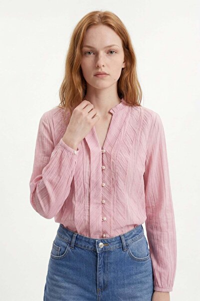 HAKKE Women's Buttoned Shirt with Stripe Detail