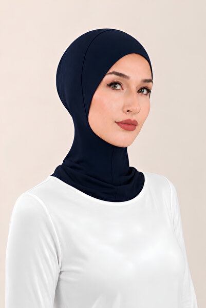 Jusmart Navy Blue Cotton Neck Collar Hijab Bonnet |   Non-Slip Flexible Cap |...