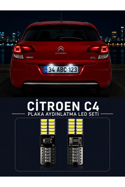 TVS Citroen C4 Plaka Aydınlatma Seti Beyaz Özel COB LED