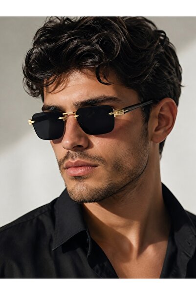 PİYESBOUTİQUE Aton Men's Square Rectangular Eşref Single Sunglasses, Uv400 Pr...