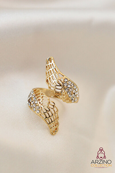 Generic Brand Adjustable Gold Color Metal Zircon Stone Wing Ring