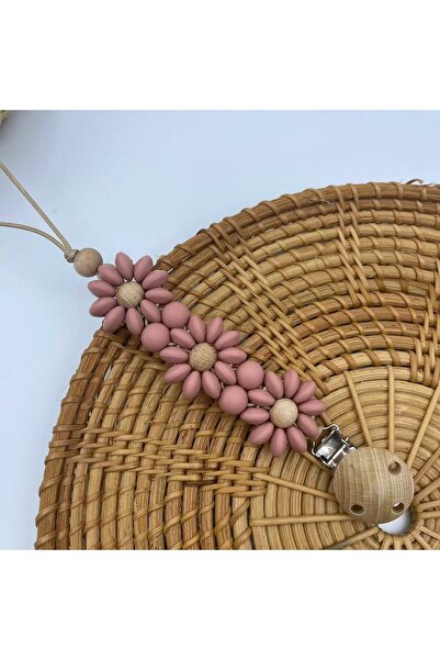 Choice5 Mauve Baby Pacifier Clip Flower Soother Clip Handmade Silicone Dummy ...