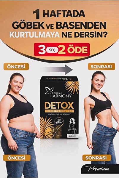 Natural Harmony Diyet Form çayı & Özel Bitkisel Kinoalı Detoks Çayı 1 kutu Za...