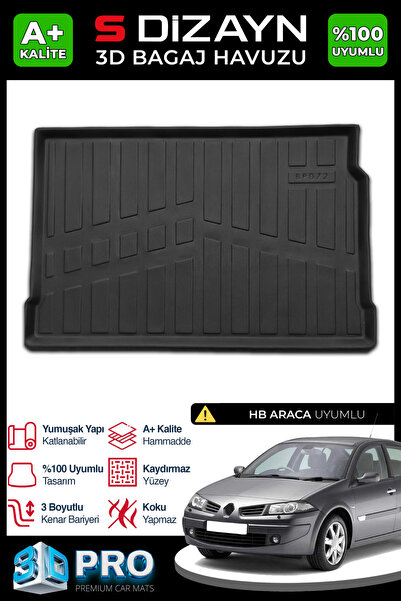 S Dizayn S-Dizayn Renault Megane 2 HB 3D Pro Bagaj Havuzu 2002-2009 A+ Kalite...