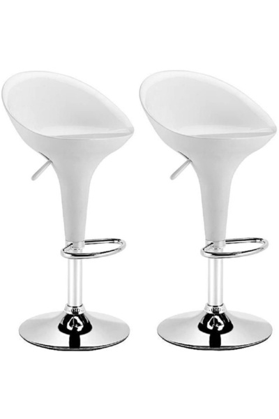 AWF AL WADI FURNITURE Sivy Set Of 2 Gloss Adjustable Height Round Swivel Scoo...
