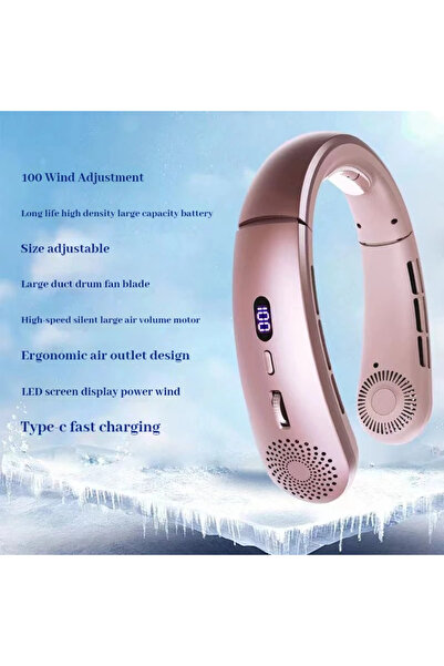 Choice1 Gold red Neck Fan,Lightweight Wearable Fan, Low Noise 5 Speed Hands F...