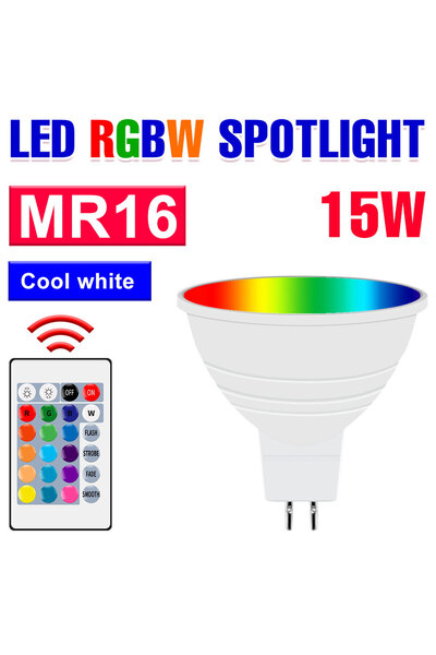 Choice Transparent cover MR16 RGB Cold White 15W LED E27/E26 Light Bulb RGBW ...