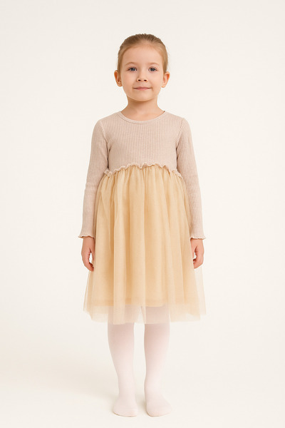 NOBLEKIDS Girl's Tutu Skirt Dress Cream