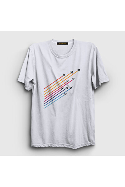 Presmono Unisex White Show Pilot Airplane T-Shirt 411558Tt