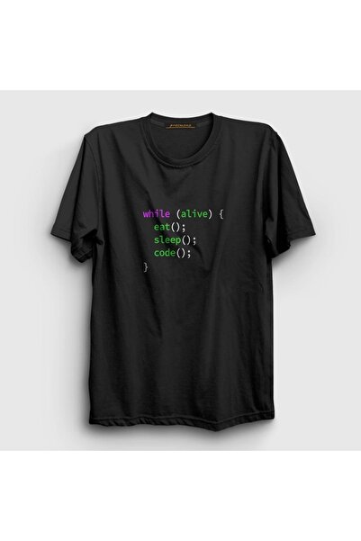 Presmono Unisex Black Eat Sleep Code Repeat Developer Software T-shirt332110tt