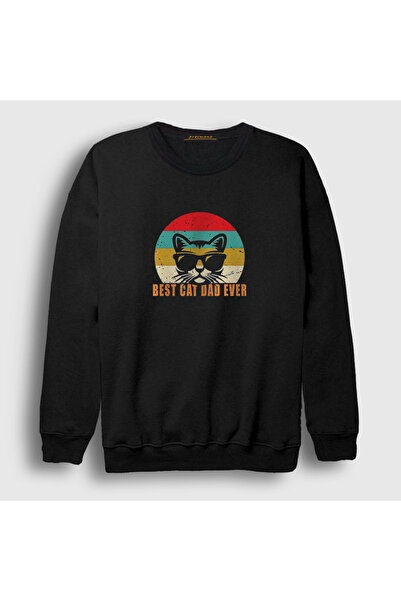 Presmono Unisex Black Best Cat Dad Ever Cat Sweatshirt 287021tt