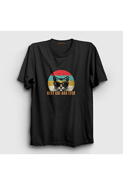 Presmono Unisex Black Best Cat Dad Ever Cat T-shirt286979tt