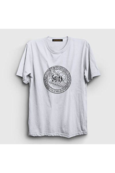 Presmono Unisex beli Gojira T-shirt - Red Rocks 53316tt