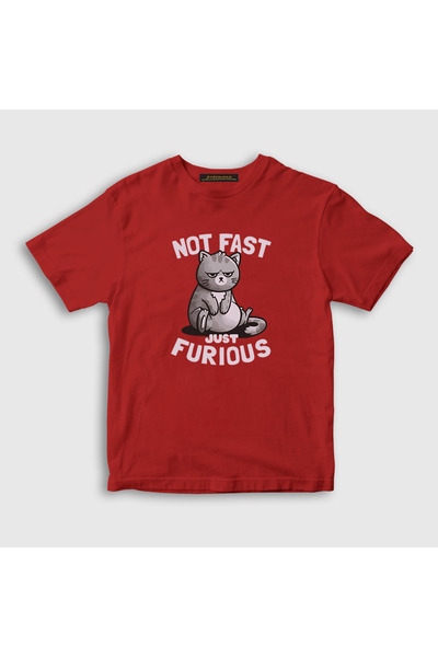 Presmono Crveno unisex dečje T-shirt - Ne brzo, već besno Cat mačka pakovanje...