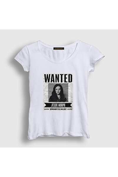 Presmono Women's White Wanted Jessie Murph T-Shirt 575421Tt