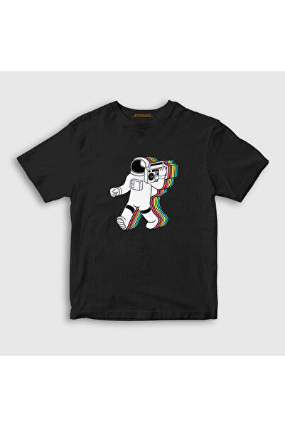 Presmono Unisex dečiji crni boombox svemirska muzika astronaut T-shirt 496057tt