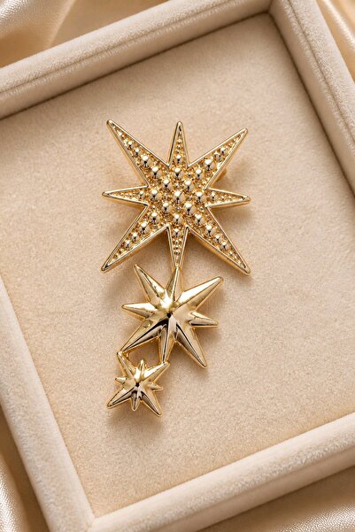 mosmoda Gold Yıldızlar Broş, Uzunluk: 5cm