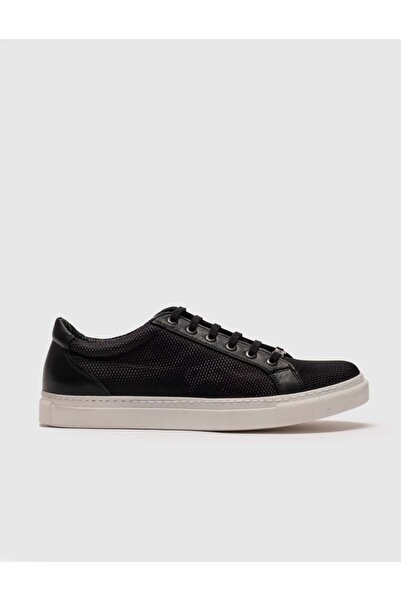 Cabani Genuine Leather Black Lace-Up Men's Casual Shoes