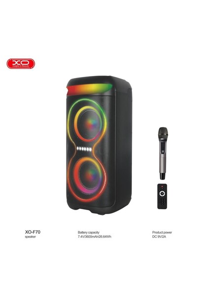 Xo F70 40W RGB Led Işıklı Mikrofonlu ve Uzaktan Kumandalı Boombox Bluotooth V...