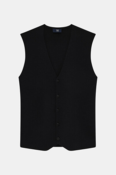 W Collection SİYAH V YAKA DÜĞMELİ YELEK