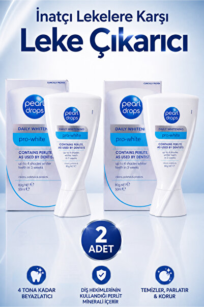 Pearl Drops Pro-White - 2 Adet- Leke Çıkarıcı Beyazlatıcı Diş Macunu, İnatçı ...