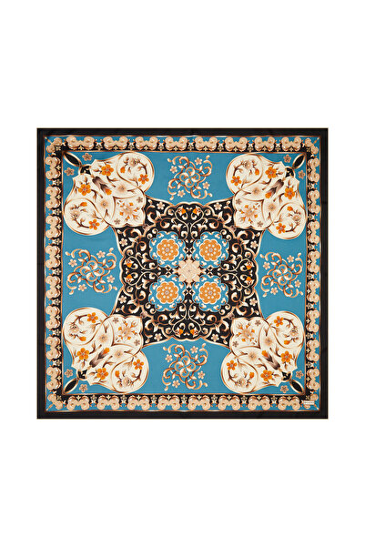 Vakko PETROL ÇİÇEK DESENLİ TWILL EŞARP