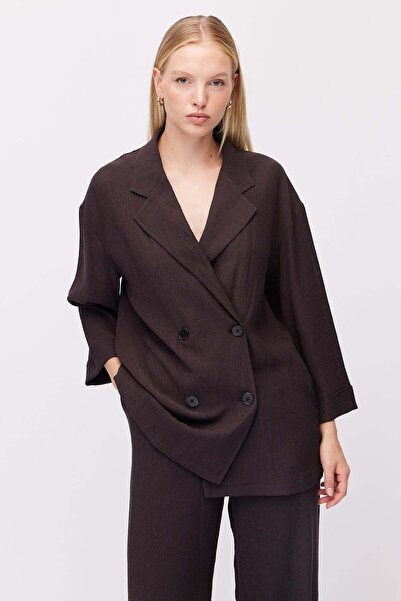 PAULMARK Women's Double-Breasted Textured Blazer Jacket