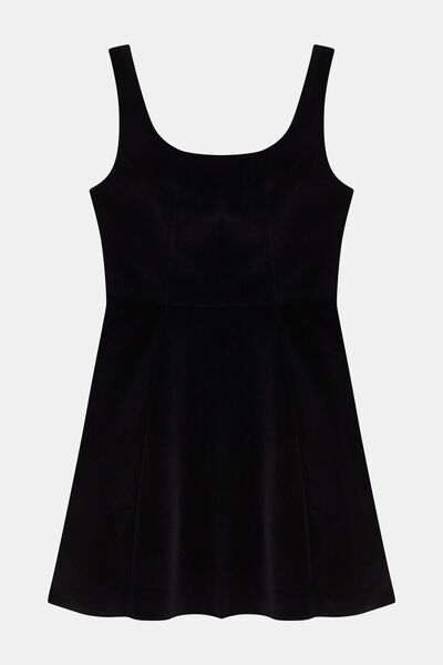 W Collection SİYAH KADİFE ASKILI ELBİSE