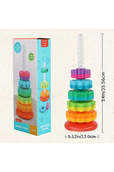 Choice Full set Montessori Rotating Rainbow Tower Baby Stacking Puzzle Toys S...