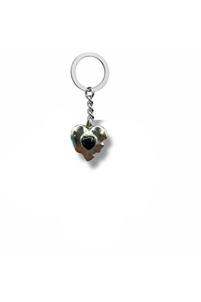 Herşey Nota Black Stone Heart Unisex Keychain – Elegance and Durability