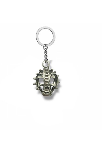 Herşey Nota Masked Skull Metal Keychain – Symbol of Gothic and Rebellious Style