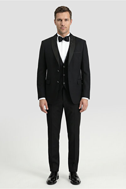 Kiğılı 7 Drop Slim Fit Dar Kesim Şal Yaka Yelekli Smokin & Damatlık