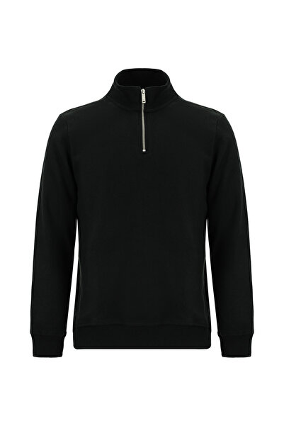 Abdullah Kiğılı Yarım Balıkçı Yaka Regular Fit Pamuklu Fermuarlı Sweatshirt