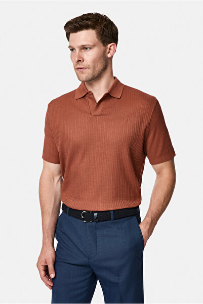 Abdullah Kiğılı Regular Fit Patterned Polo Collar Mercerized Cotton T-Shirt